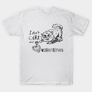 Funny Cat with Anti-valentine Text T-Shirt